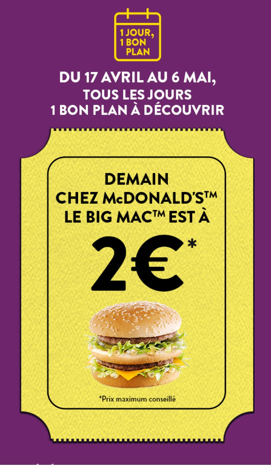 McDonald's : 1 jour, 1 bon plan (06/05)